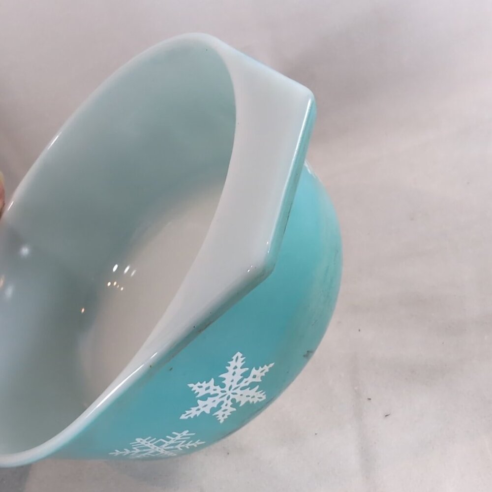 PYREX USA 1 1/2 Qt Casserole Dish 043 Turquoise Snowflake Vintage NO LID Oval - Picture 11 of 15